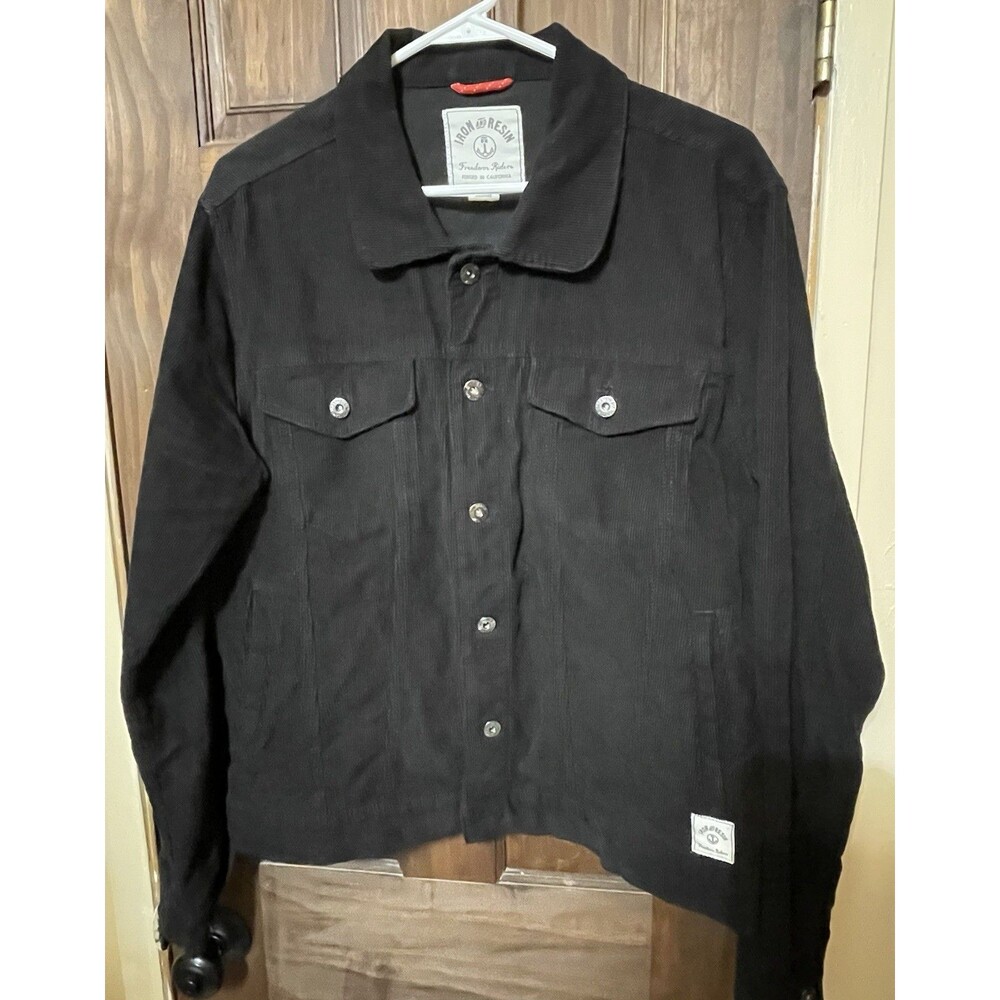 Iron & Resin Black Corduroy Rambler Jacket Trucker Moto Mens Size Medium M EUC
